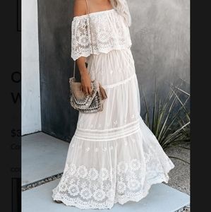 Lace Strapless Maxi Dress